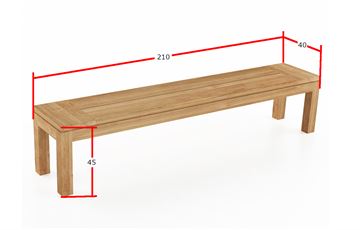 Bænk i genbrugs teaktræ L210xH46xD40cm